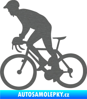 Samolepka Cyklista 003 levá škrábaný titan