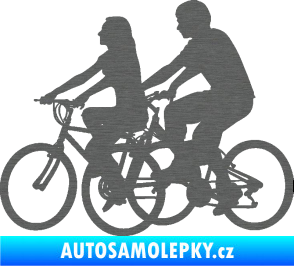 Samolepka Cyklisté 001 levá pár škrábaný titan