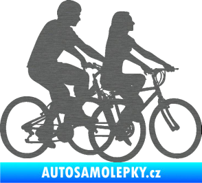 Samolepka Cyklisté 001 pravá pár škrábaný titan