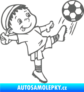 Samolepka Dítě v autě 022 pravá fotbalista s míčem škrábaný titan