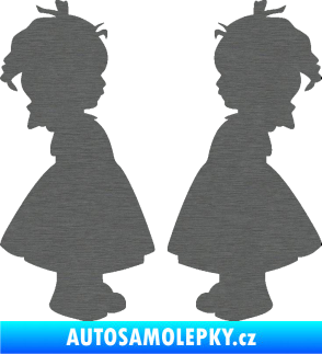 Samolepka Dítě v autě 072 dvě holčičky sourozenci škrábaný titan