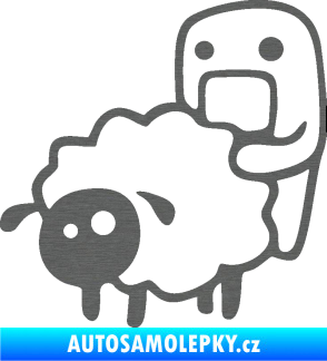 Samolepka Domo 005 levá love sheep škrábaný titan