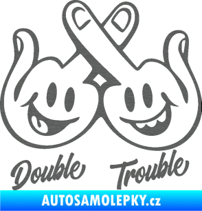Samolepka Double trouble smajlíci f*ck škrábaný titan