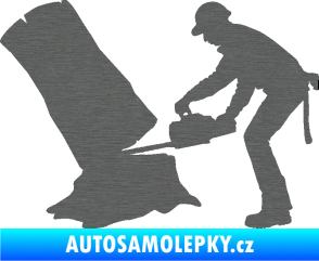 Samolepka Dřevorubec 003 levá škrábaný titan
