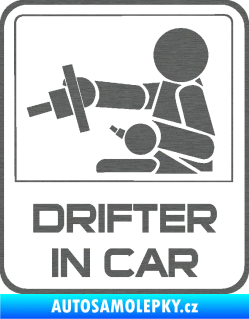 Samolepka Drifter in car 001 škrábaný titan