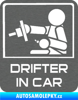 Samolepka Drifter in car 003 škrábaný titan