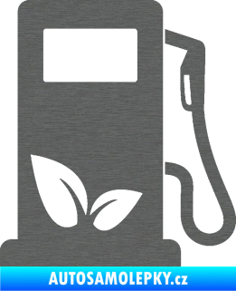 Samolepka Elektro auto 001 pravá symbol eko čerpací stanice škrábaný titan