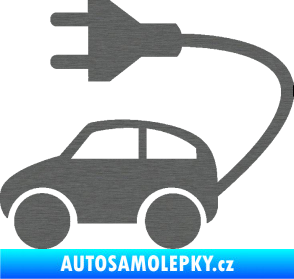 Samolepka Elektro auto 002 levá symbol zásuvka škrábaný titan