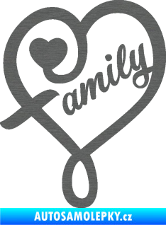 Samolepka Family 001 nápis se srdíčkem škrábaný titan
