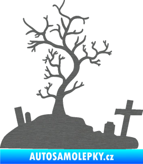 Samolepka Halloween 019 levá hřbitov škrábaný titan