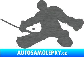 Samolepka Hokejista 015 levá brankář škrábaný titan
