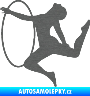 Samolepka Hula Hop 002 levá gymnastka s obručí škrábaný titan