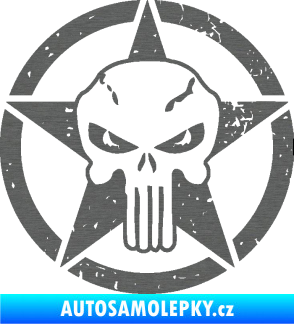 Samolepka Hvězda army 011 levá s lebkou škrábaný titan