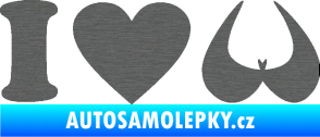 Samolepka I love boobs nápis škrábaný titan