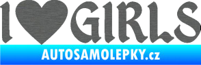 Samolepka I love girls nápis se srdcem škrábaný titan
