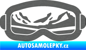 Samolepka I love snow brýle pravá škrábaný titan