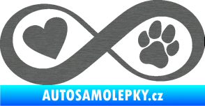 Samolepka Infinity 002 srdce a tlapka levá škrábaný titan