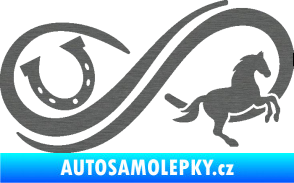 Samolepka Infinity 005 pravá koník s podkovou škrábaný titan