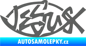 Samolepka Jesus rybička 001 křesťanský symbol škrábaný titan