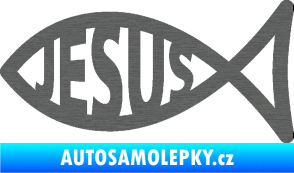 Samolepka Jesus rybička 003 křesťanský symbol škrábaný titan