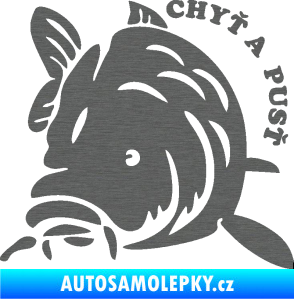 Samolepka Kapr 004 chyť a pusť levá škrábaný titan