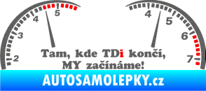 Samolepka Kde TDi končí škrábaný titan