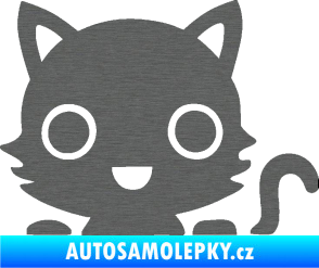 Samolepka Kočka 014 pravá kočka v autě škrábaný titan