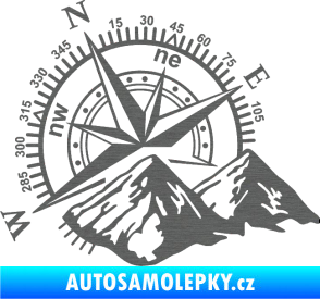 Samolepka Kompas 002 levá hory škrábaný titan