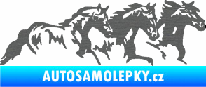 Samolepka Koníci 004 pravá stádo škrábaný titan