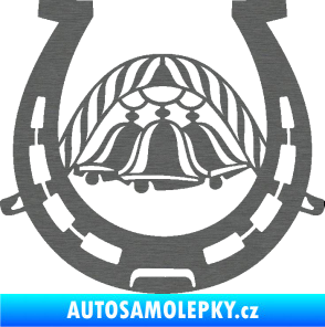 Samolepka Koňská podkova 005 se zvonečky škrábaný titan