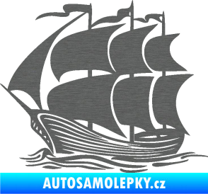 Samolepka Koráb 002 levá škrábaný titan