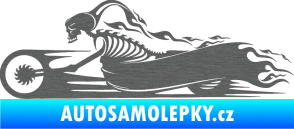 Samolepka Kostra na motorce s plameny levá škrábaný titan