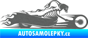 Samolepka Kostra na motorce s plameny pravá škrábaný titan