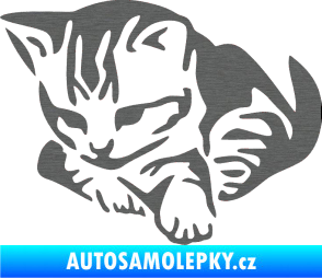 Samolepka Koťátko 003 levá škrábaný titan