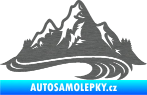 Samolepka Krajina hory 008 pravá škrábaný titan