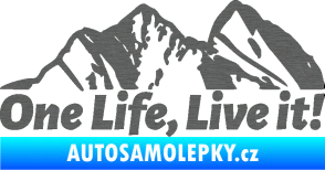 Samolepka Krajina hory 029 levá škrábaný titan