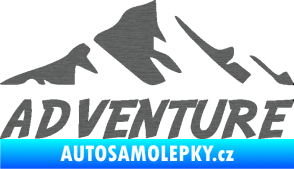 Samolepka Krajina hory 040 turistika, nápis Adventure škrábaný titan