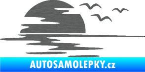 Samolepka Krajina moře 003 levá západ slunce odraz na hladině škrábaný titan