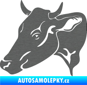 Samolepka Kráva 003 levá škrábaný titan