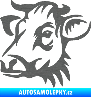 Samolepka Kráva 004 levá škrábaný titan