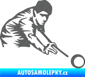 Samolepka Kulečník 001 pravá hráč s tágem škrábaný titan