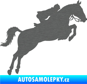 Samolepka Kůň 076 pravá parkur škrábaný titan