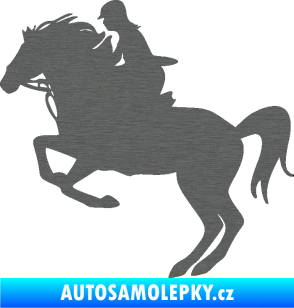 Samolepka Kůň 091 levá skok škrábaný titan