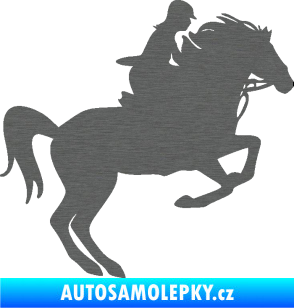 Samolepka Kůň 091 pravá skok škrábaný titan