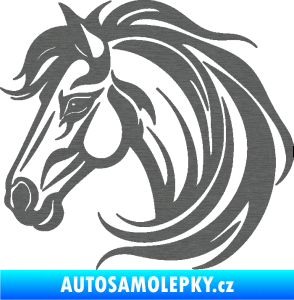 Samolepka Kůň 103 levá hlava škrábaný titan
