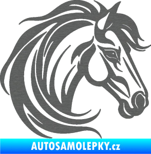 Samolepka Kůň 103 pravá hlava škrábaný titan
