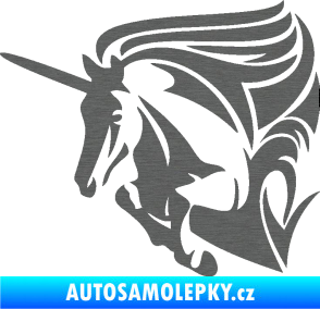 Samolepka Kůň jednorožec 001 levá škrábaný titan