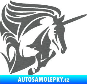 Samolepka Kůň jednorožec 001 pravá škrábaný titan