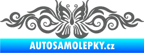 Samolepka Květina dekor 017 motýl škrábaný titan