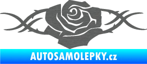 Samolepka Květina dekor 020 pravá růže s trny škrábaný titan